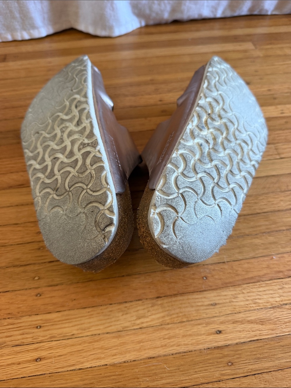Birkenstock Metallic Silver Two-Strap Arizona Sandals - Picture 4 of 5